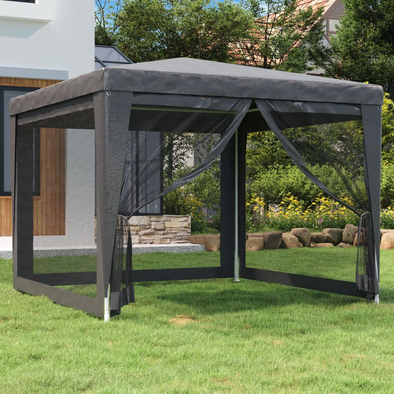 Load image into Gallery viewer, Vidaxl partytent met 4 mesh zijwanden 3x3 m hdpe antracietkleurig
