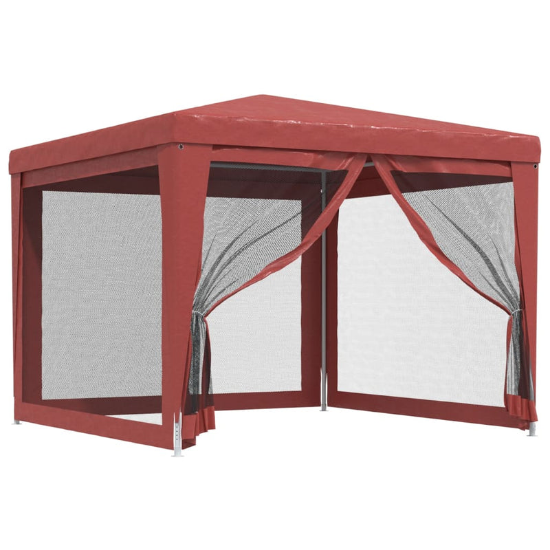 Afbeelding laden in galerijviewer, Vidaxl partytent met 4 mesh zijwanden 3x3 m hdpe rood
