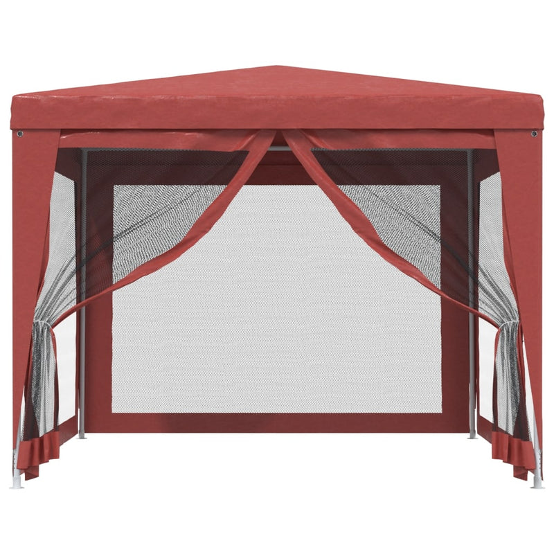 Afbeelding laden in galerijviewer, Vidaxl partytent met 4 mesh zijwanden 3x3 m hdpe rood
