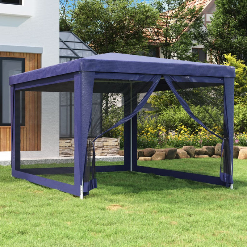 Load image into Gallery viewer, Vidaxl partytent met 4 mesh zijwanden 3x4 m hdpe blauw
