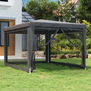 Vidaxl partytent met 4 mesh zijwanden 3x4 m hdpe antracietkleurig