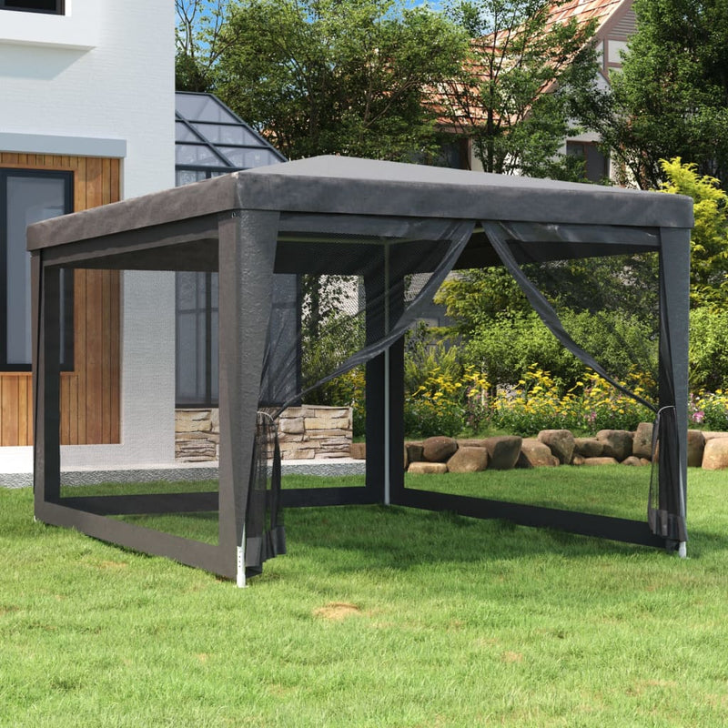 Load image into Gallery viewer, Vidaxl partytent met 4 mesh zijwanden 3x4 m hdpe antracietkleurig
