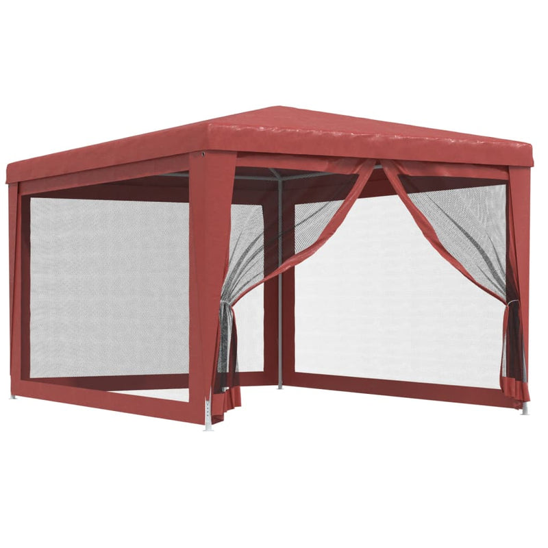 Afbeelding laden in galerijviewer, Vidaxl partytent met 4 mesh zijwanden 3x4 m hdpe rood
