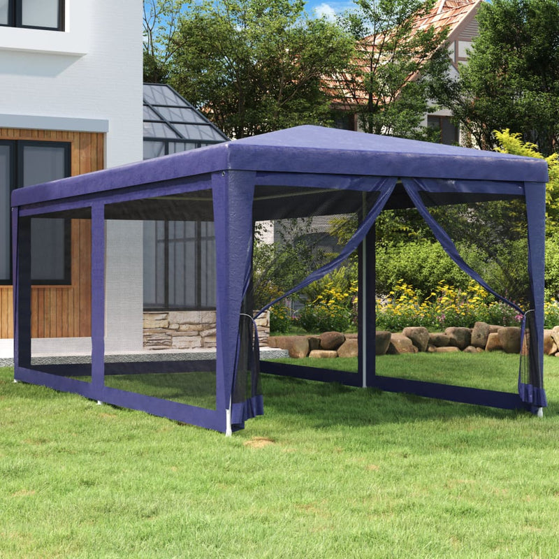 Load image into Gallery viewer, Vidaxl partytent met 6 mesh zijwanden 3x6 m hdpe blauw
