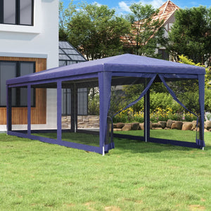 Vidaxl partytent met 8 mesh zijwanden 3x9 m hdpe blauw