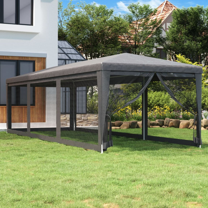 Load image into Gallery viewer, Vidaxl partytent met 8 mesh zijwanden 3x9 m hdpe antracietkleurig
