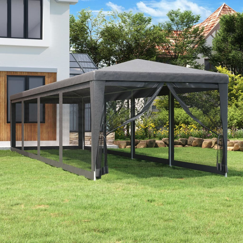 Load image into Gallery viewer, Vidaxl partytent met 10 mesh zijwanden 3x12 m hdpe antracietkleurig
