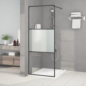 Vidaxl inloopdouchewand 80x195 cm halfmat esg-glas zwart