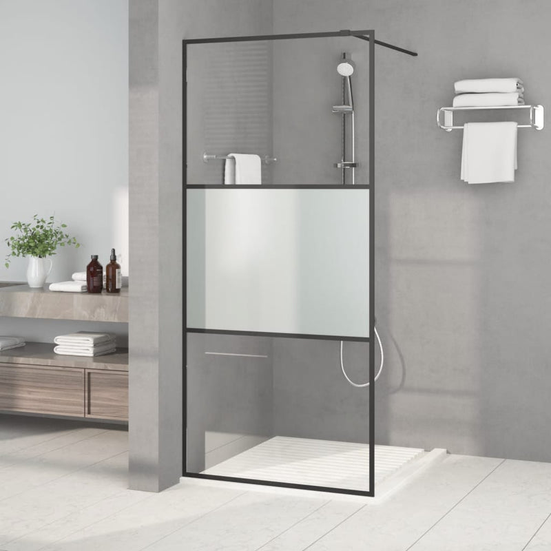 Load image into Gallery viewer, Vidaxl inloopdouchewand 90x195 cm halfmat esg-glas zwart
