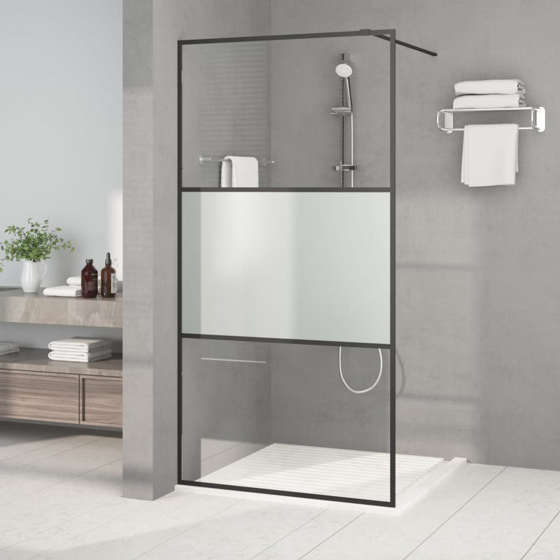 Afbeelding laden in galerijviewer, Vidaxl inloopdouchewand 100x195 cm halfmat esg-glas zwart
