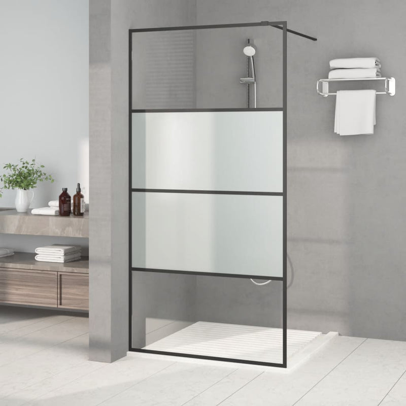 Load image into Gallery viewer, Vidaxl inloopdouchewand 100x195 cm halfmat esg-glas zwart
