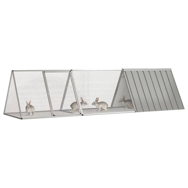 Vidaxl konijnenkooi grijs 302,5x80,5x71 cm gegalvaniseerd staal