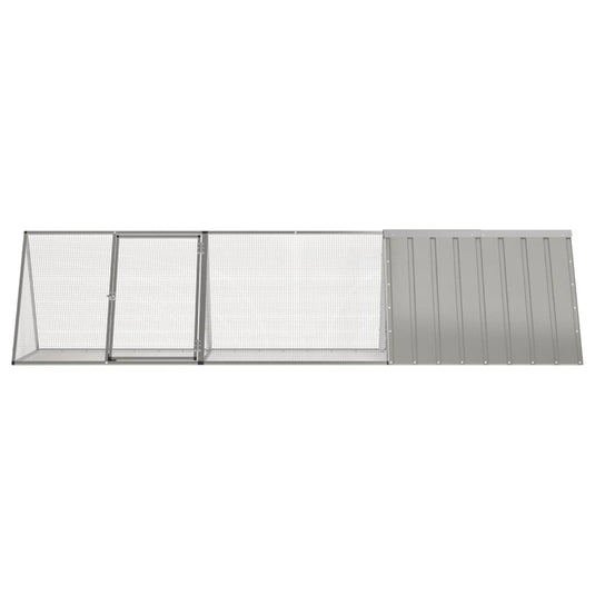 Vidaxl konijnenkooi grijs 302,5x80,5x71 cm gegalvaniseerd staal
