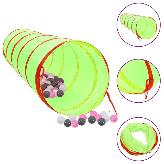 Vidaxl kinderspeeltunnel met 250 ballen 175 cm polyester groen