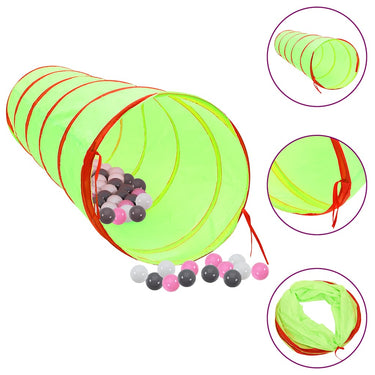 Vidaxl kinderspeeltunnel met 250 ballen 175 cm polyester groen