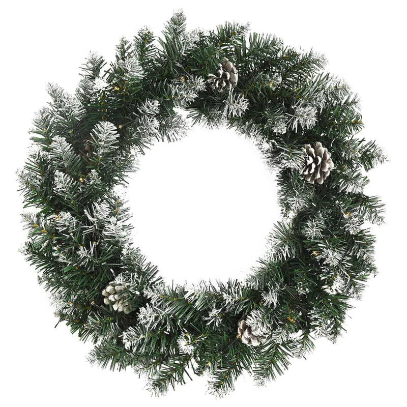 Load image into Gallery viewer, VidaXL Kerstkrans met LED-lampjes 60 cm PVC groen

