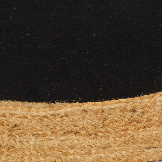 VidaXL Vloerkleed rond gevlochten 90 cm jute en katoen zwart naturel