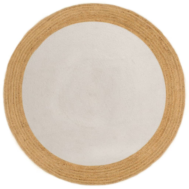 Load image into Gallery viewer, Vidaxl vloerkleed rond gevlochten 90 cm jute en katoen wit en naturel
