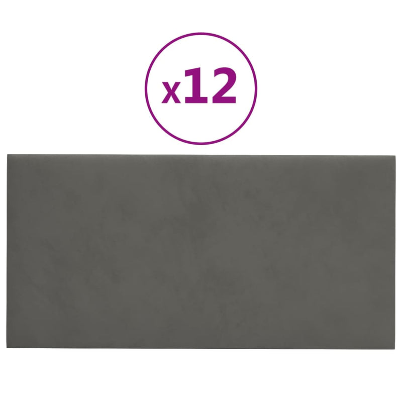 Load image into Gallery viewer, Vidaxl wandpanelen 12 st 2,16 m² 60x30 cm fluweel donkergrijs
