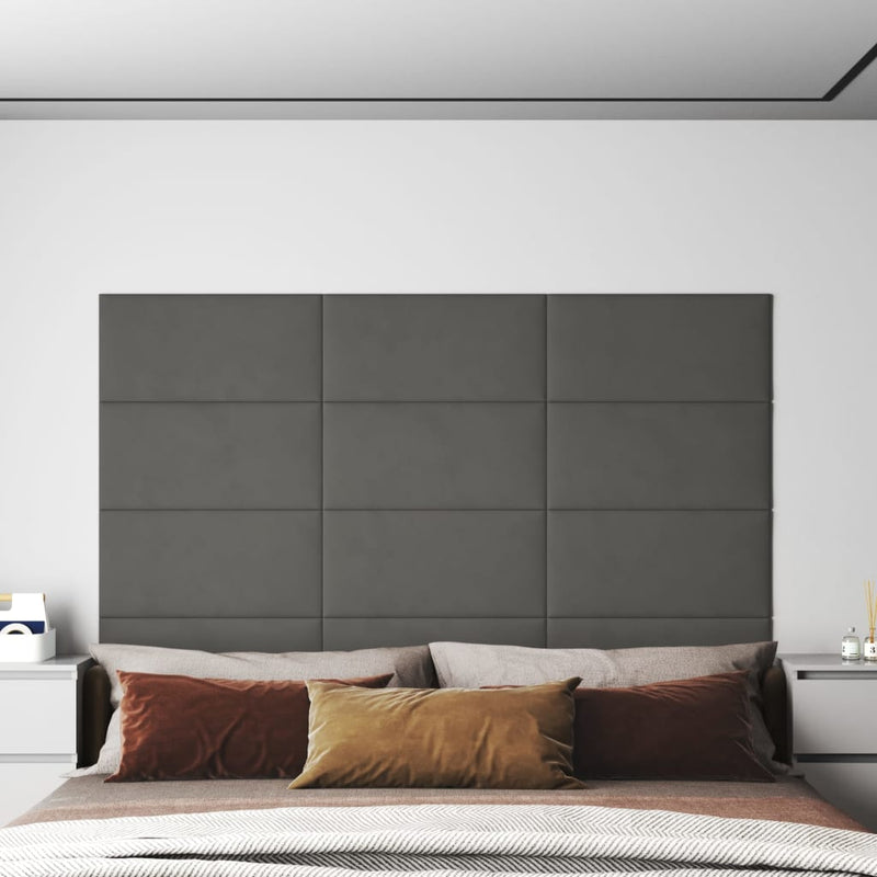 Load image into Gallery viewer, Vidaxl wandpanelen 12 st 2,16 m² 60x30 cm fluweel donkergrijs
