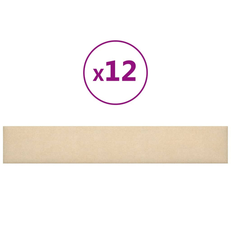 Load image into Gallery viewer, Vidaxl wandpanelen 12 st 1,62 m² 90x15 cm stof crèmekleurig

