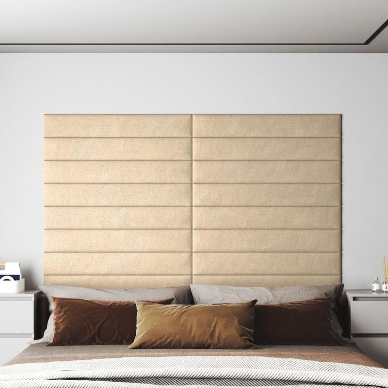 Load image into Gallery viewer, Vidaxl wandpanelen 12 st 1,62 m² 90x15 cm stof crèmekleurig
