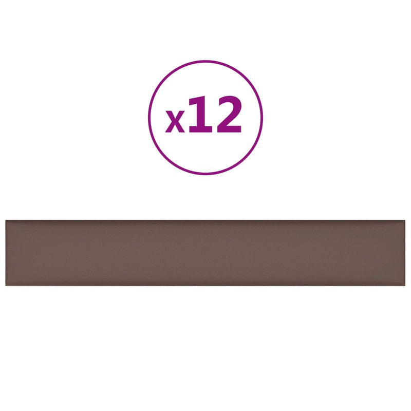 Load image into Gallery viewer, Vidaxl wandpanelen 12 st 1,62 m² 90x15 cm kunstleer bruin
