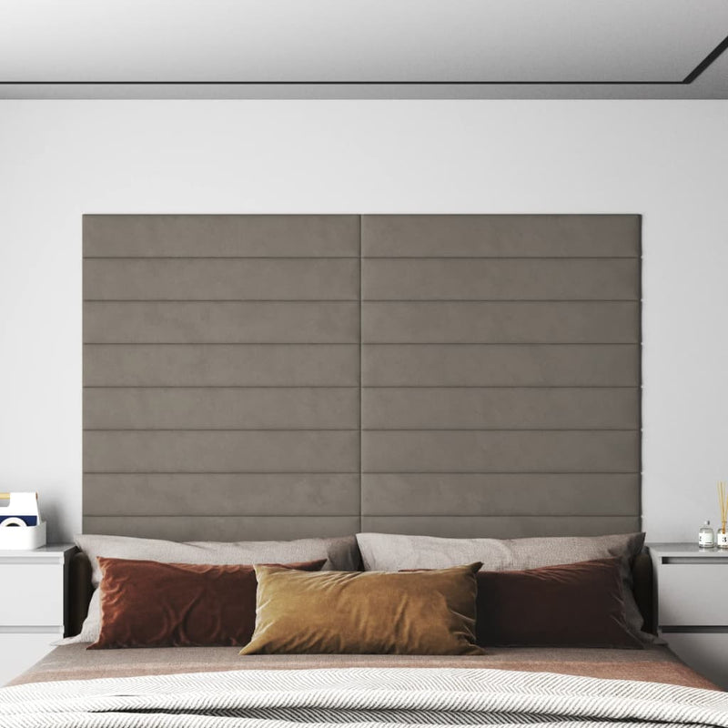 Load image into Gallery viewer, Vidaxl wandpanelen 12 st 1,62 m² 90x15 cm fluweel lichtgrijs
