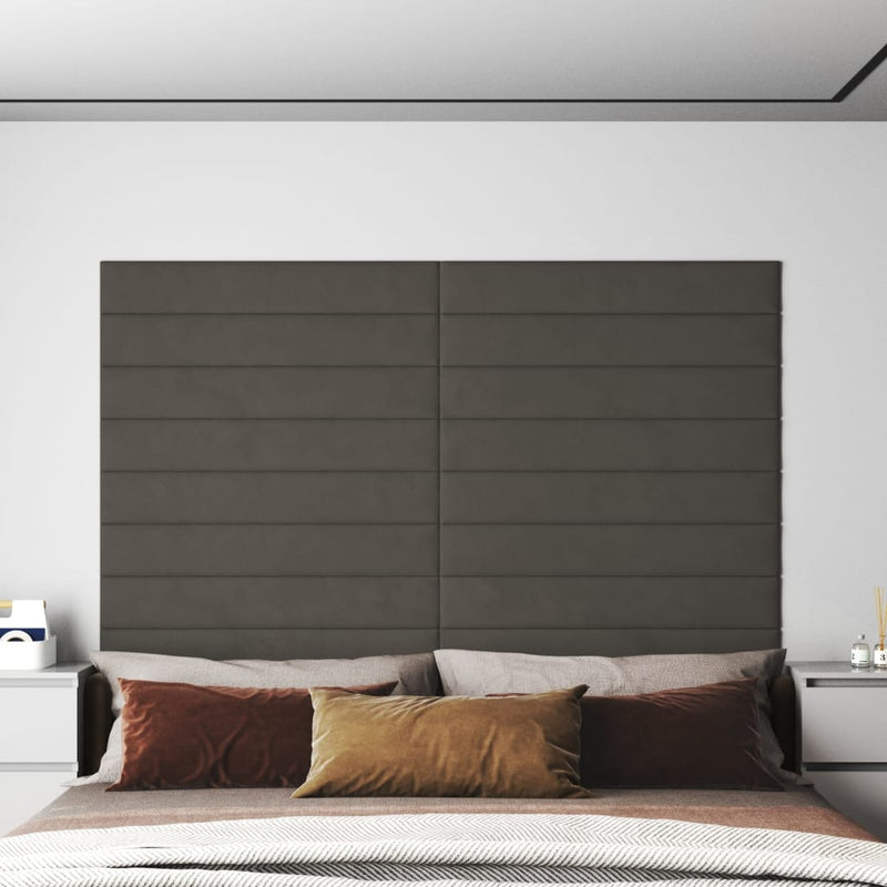Load image into Gallery viewer, Vidaxl wandpanelen 12 st 1,62 m² 90x15 cm fluweel donkergrijs
