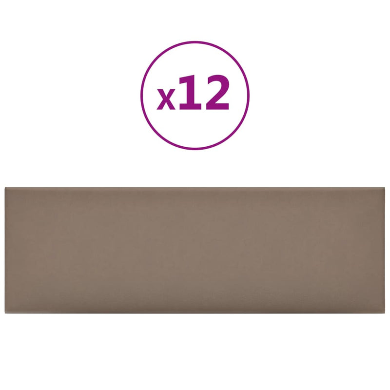 Load image into Gallery viewer, Vidaxl wandpanelen 12 st 3,24 m² 90x30 cm kunstleer cappuccinokleurig
