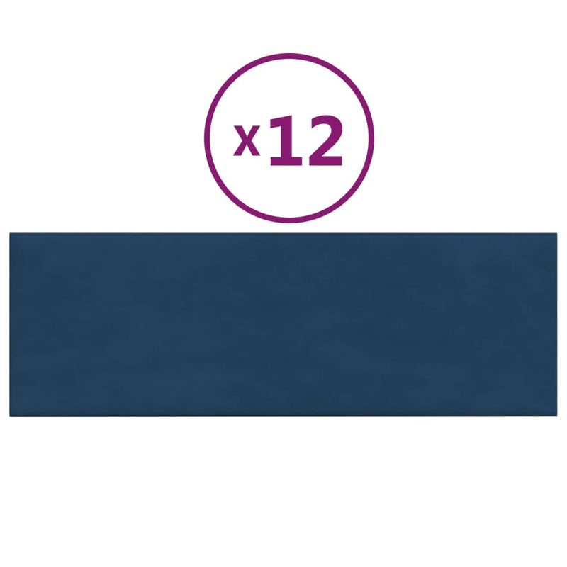 Load image into Gallery viewer, VidaXL Wandpanelen 12 st 3,24 m² 90x30 cm fluweel blauw
