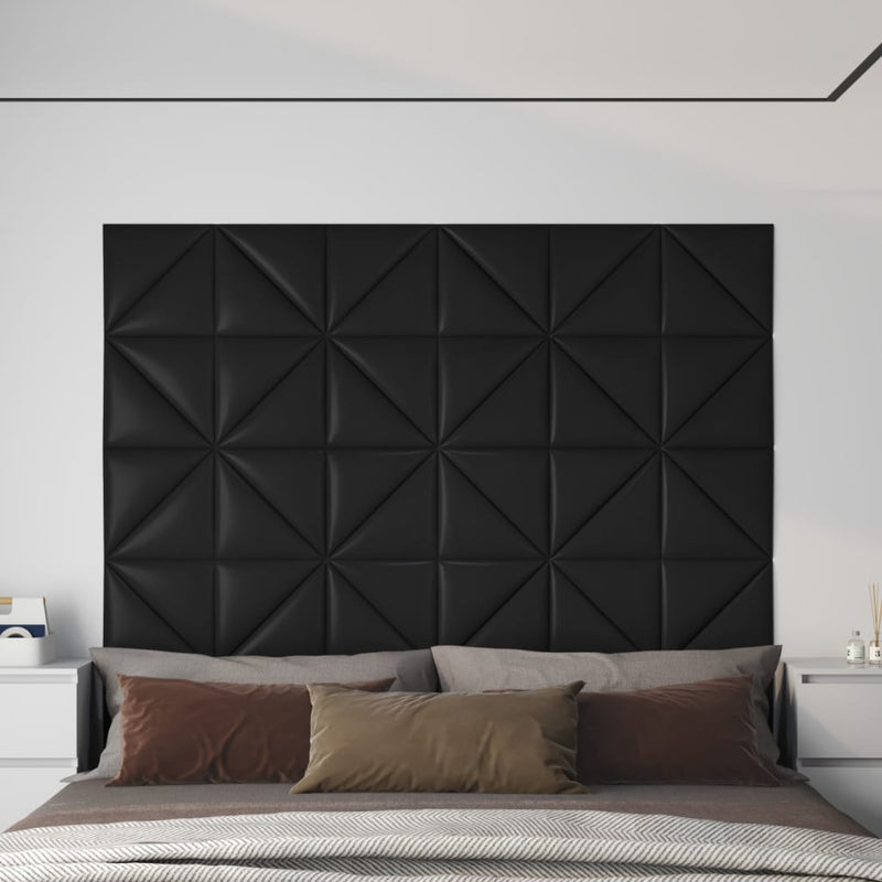 Load image into Gallery viewer, Vidaxl wandpanelen 12 st 0,54 m² 30x30 cm kunstleer zwart
