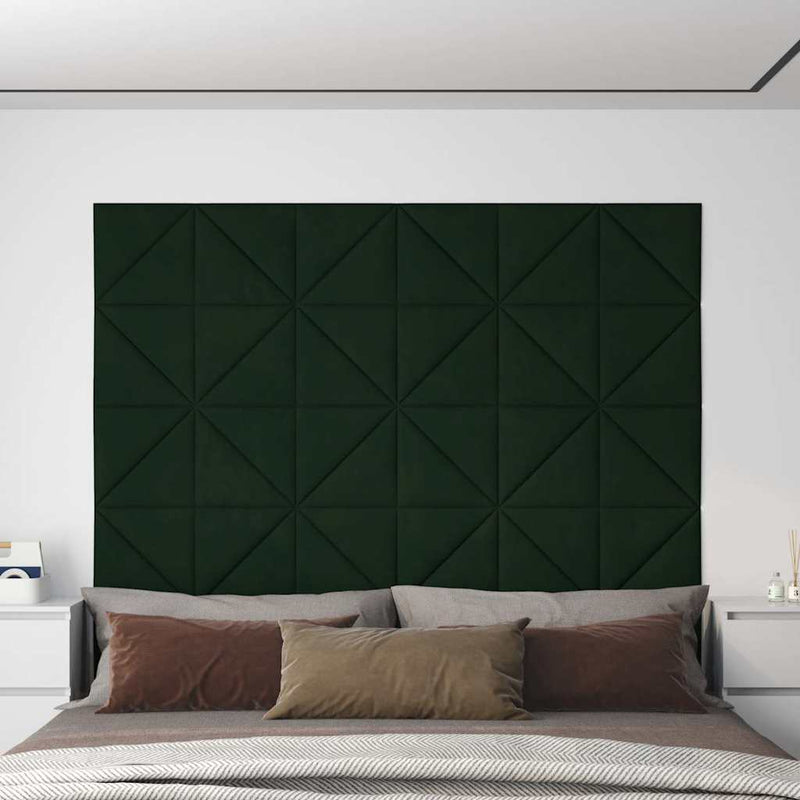 Load image into Gallery viewer, Vidaxl wandpanelen 12 st 0,54 m² 30x30 cm fluweel donkergroen
