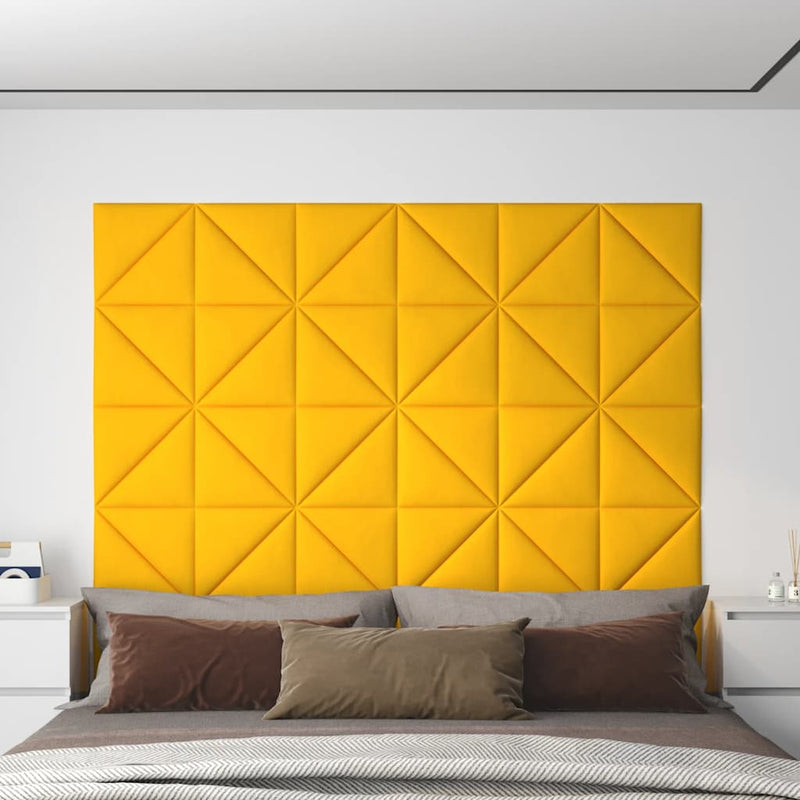 Load image into Gallery viewer, Vidaxl wandpanelen 12 st 0,54 m² 30x30 cm fluweel geel
