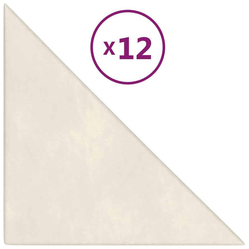 Load image into Gallery viewer, VidaXL Wandpanelen 12 st 0,54 m² 30x30 cm fluweel crèmekleurig
