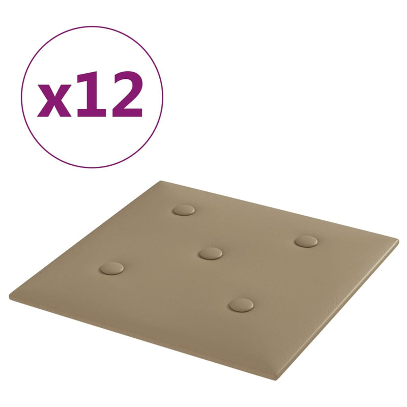 Load image into Gallery viewer, Vidaxl wandpanelen 12 st 1,08 m² 30x30 cm kunstleer cappuccinokleurig
