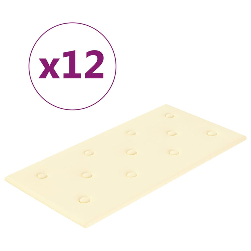 Load image into Gallery viewer, Vidaxl wandpanelen 12 st 2,16 m² 60x30 cm kunstleer crèmekleurig
