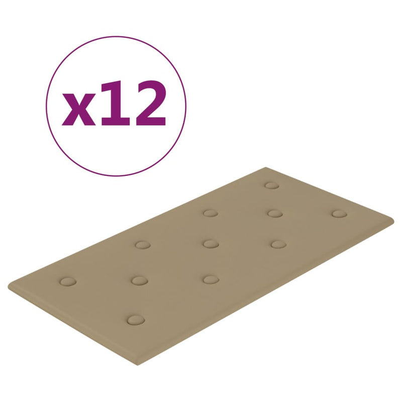 Load image into Gallery viewer, Vidaxl wandpanelen 12 st 2,16 m² 60 x 30 cm kunstleer cappuccinokleur
