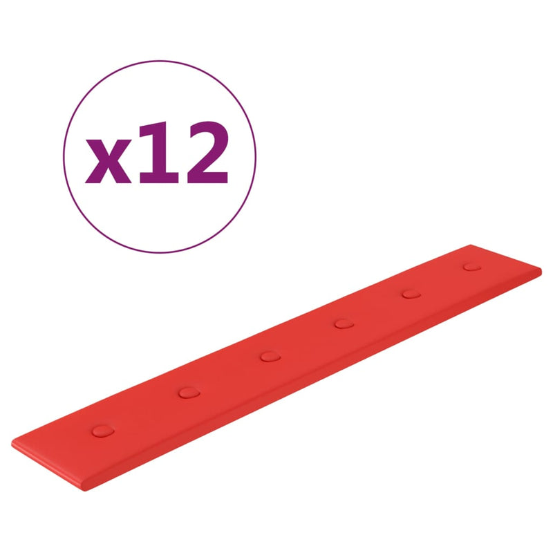 Load image into Gallery viewer, Vidaxl wandpanelen 12 st 1,62 m² 90x15 cm kunstleer rood
