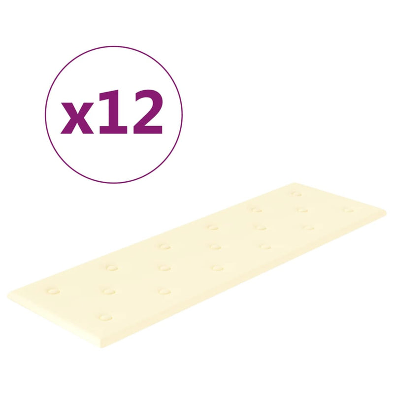 Load image into Gallery viewer, Vidaxl wandpanelen 12 st 3,24 m² 90x30 cm kunstleer crèmekleurig
