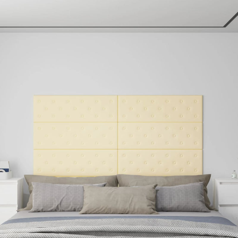 Load image into Gallery viewer, Vidaxl wandpanelen 12 st 3,24 m² 90x30 cm kunstleer crèmekleurig

