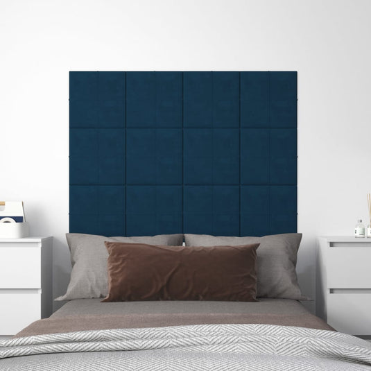VidaXL Wandpanelen 12 st 1,08 m² 30x30 cm fluweel blauw