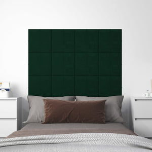VidaXL Wandpanelen 12 st 1,08 m² 30x30 cm fluweel donkergroen