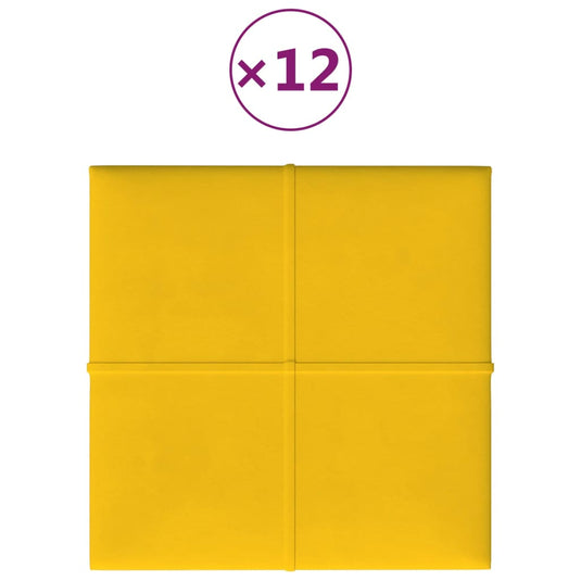 Vidaxl wandpanelen 12 st 1,08 m² 30x30 cm fluweel geel