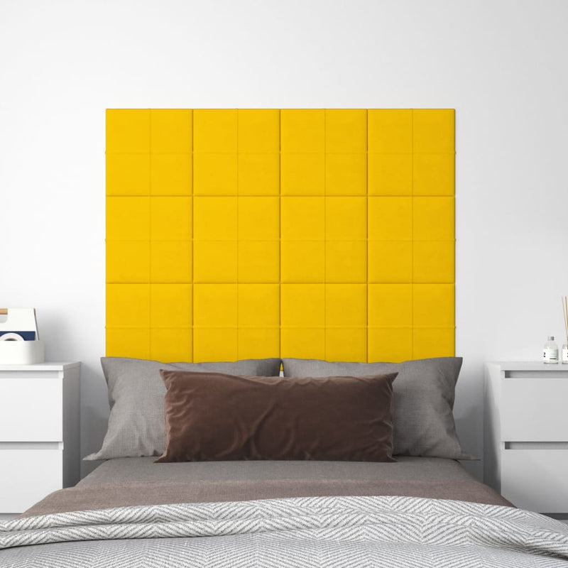 Load image into Gallery viewer, Vidaxl wandpanelen 12 st 1,08 m² 30x30 cm fluweel geel
