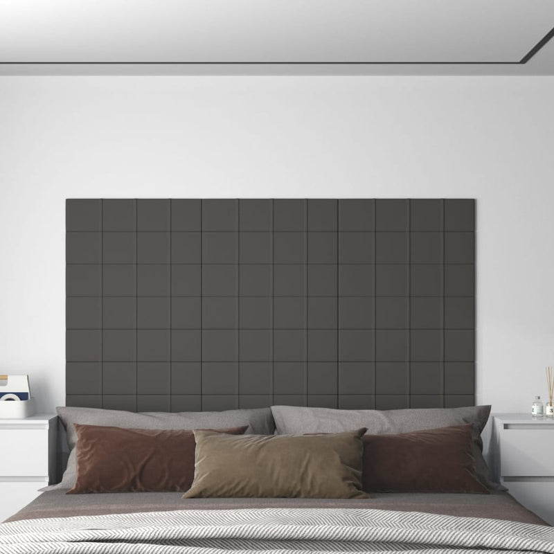 Load image into Gallery viewer, Vidaxl wandpanelen 12 st 1,08 m² 60x15 cm stof donkergrijs
