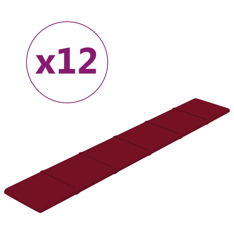 Load image into Gallery viewer, Vidaxl wandpanelen 12 st 1,62 m² 90x15 cm fluweel wijnrood
