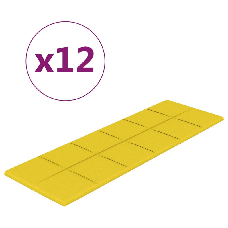 Load image into Gallery viewer, Vidaxl wandpanelen 12 st 3,24 m² 90x30 cm stof lichtgeel
