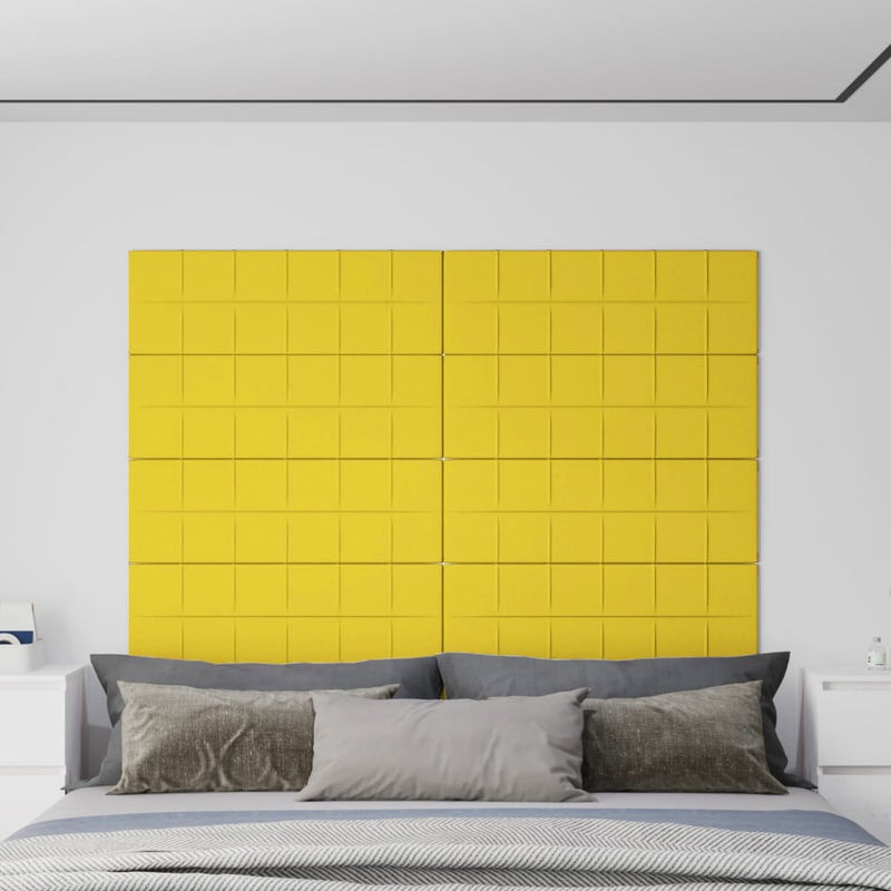 Load image into Gallery viewer, Vidaxl wandpanelen 12 st 3,24 m² 90x30 cm stof lichtgeel
