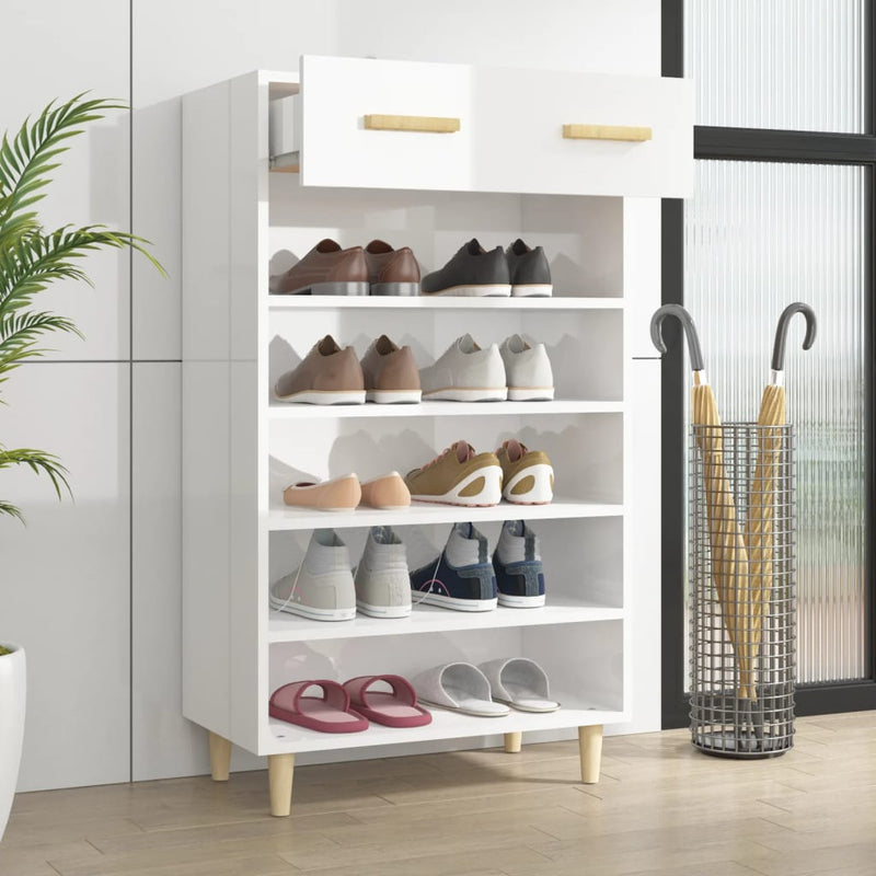 Load image into Gallery viewer, Vidaxl schoenenkast 60x35x105 cm bewerkt hout hoogglans wit
